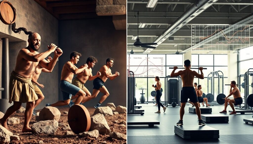 История тренировок в разные эпохи и регионы - иллюстрация