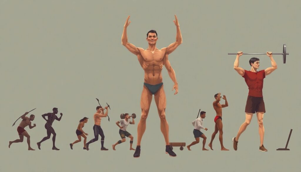 История тренировок в разные эпохи и регионы - иллюстрация